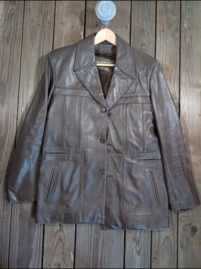 Vintage Men's Brown Leather Jacket With Liner 40